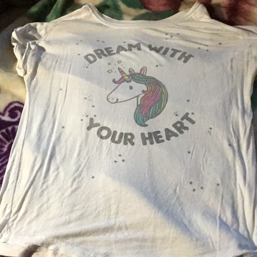 White unicorn shirt!